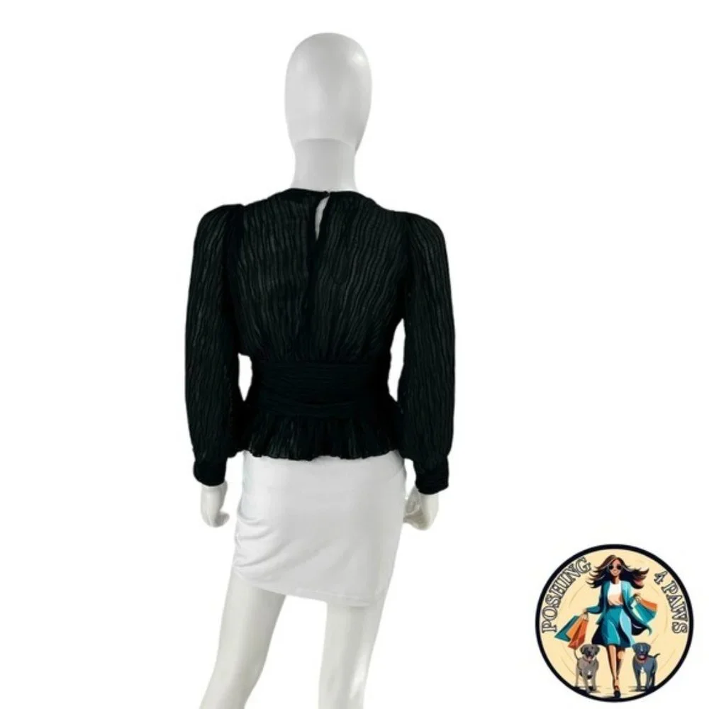 Petal & Pup | NEW Delilah Pleated V Neck Top in Black Size S - Picture 8 of 11